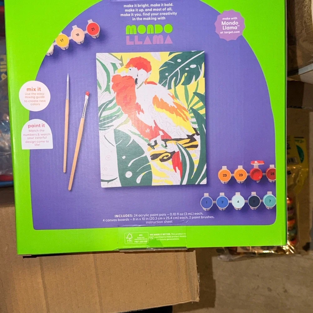 Mondo Llama Safari Paint By Number‎ Kit Canvas Board Art Craft Set NEW